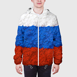 Куртка с капюшоном мужская Флаг Российской Федерации из цветов, цвет: 3D-белый — фото 2