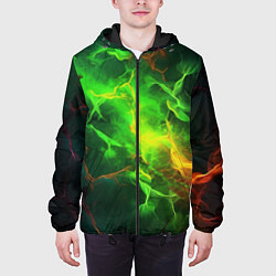 Куртка с капюшоном мужская Зеленое свечение молния, цвет: 3D-черный — фото 2