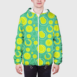 Куртка с капюшоном мужская Теннисные мячики, цвет: 3D-белый — фото 2