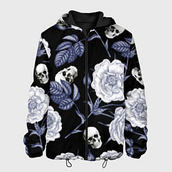 Куртка с капюшоном мужская Черепа с розами, цвет: 3D-черный