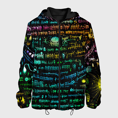 Мужская куртка Символы психоделика - нейронная сеть / 3D-Черный – фото 1
