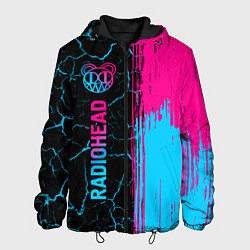 Куртка с капюшоном мужская Radiohead - neon gradient: по-вертикали, цвет: 3D-черный