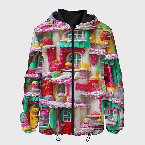Мужская куртка Домики из сладостей / 3D-Черный – фото 1