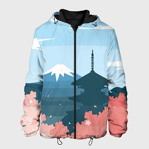 Мужская куртка Вид на Фудзияму - Япония / 3D-Черный – фото 1