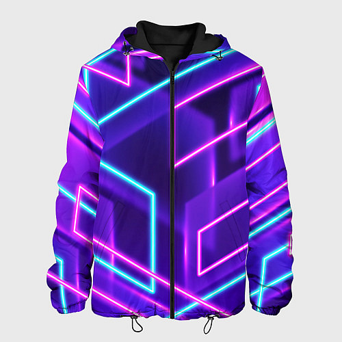 Мужская куртка Светящиеся разноцветные полосы / 3D-Черный – фото 1
