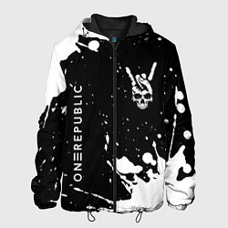 Куртка с капюшоном мужская OneRepublic и рок символ на темном фоне, цвет: 3D-черный