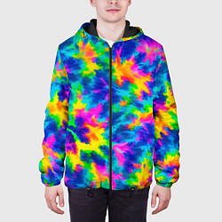 Куртка с капюшоном мужская Тай-дай цветные краски, цвет: 3D-черный — фото 2