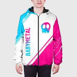 Куртка с капюшоном мужская Babymetal neon gradient style: надпись, символ, цвет: 3D-черный — фото 2