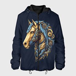 Куртка с капюшоном мужская Механический конь, цвет: 3D-черный