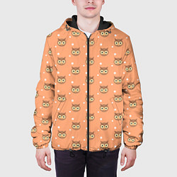 Куртка с капюшоном мужская Паттерн милой совы, цвет: 3D-черный — фото 2