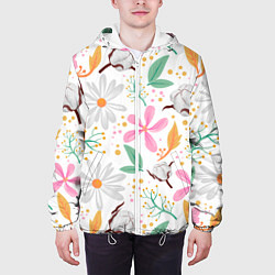 Куртка с капюшоном мужская Spring flowers, цвет: 3D-белый — фото 2