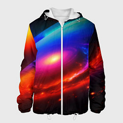 Куртка с капюшоном мужская Неоновая галактика, цвет: 3D-белый