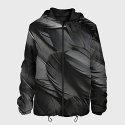 Куртка с капюшоном мужская Черные перья ворона, цвет: 3D-черный
