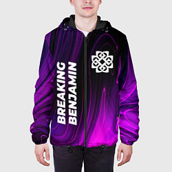 Куртка с капюшоном мужская Breaking Benjamin violet plasma, цвет: 3D-черный — фото 2