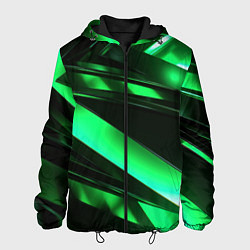 Куртка с капюшоном мужская Зеленая неоновая абстракция, цвет: 3D-черный