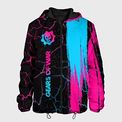 Куртка с капюшоном мужская Gears of War - neon gradient: по-вертикали, цвет: 3D-черный