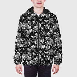 Куртка с капюшоном мужская Черно-белый узор в горошек, цвет: 3D-черный — фото 2