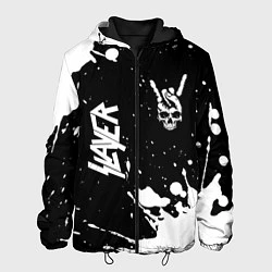Куртка с капюшоном мужская Slayer и рок символ на темном фоне, цвет: 3D-черный