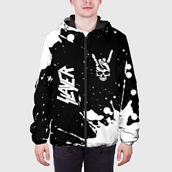 Куртка с капюшоном мужская Slayer и рок символ на темном фоне, цвет: 3D-черный — фото 2