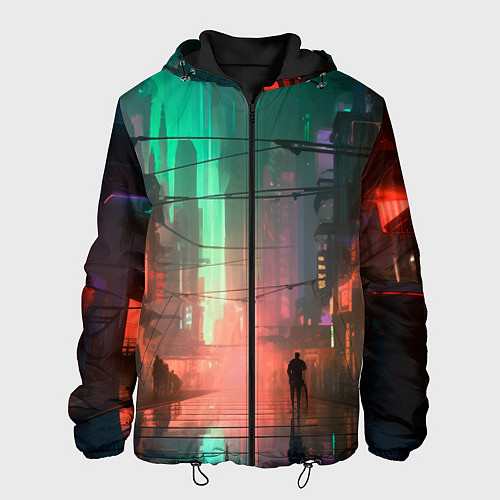 Мужская куртка Кибер город будущего / 3D-Черный – фото 1