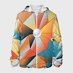 Куртка с капюшоном мужская Жемчужина - градиент из полигональных треугольнико, цвет: 3D-белый