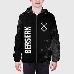 Куртка с капюшоном мужская Berserk glitch на темном фоне: надпись, символ, цвет: 3D-черный — фото 2