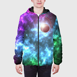 Куртка с капюшоном мужская Планета в космическом пространстве, цвет: 3D-черный — фото 2