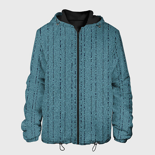 Мужская куртка Мелкая мозаика бирюзовый полосы / 3D-Черный – фото 1