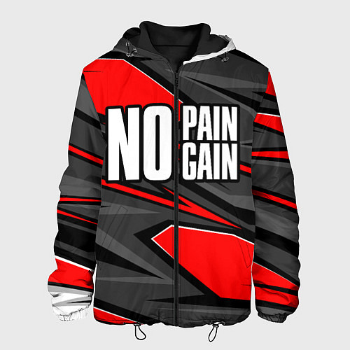 Мужская куртка No pain no gain - красный / 3D-Черный – фото 1