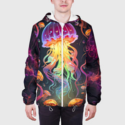 Куртка с капюшоном мужская Фантастическая медуза, цвет: 3D-белый — фото 2
