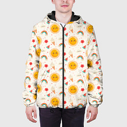 Куртка с капюшоном мужская Летний милый паттерн, цвет: 3D-черный — фото 2
