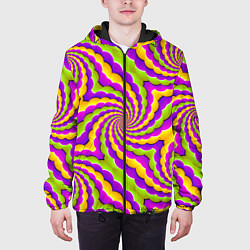 Куртка с капюшоном мужская Красивая иллюзия вращения, цвет: 3D-черный — фото 2