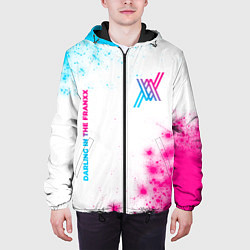 Куртка с капюшоном мужская Darling in the FranXX neon gradient style: надпись, цвет: 3D-черный — фото 2