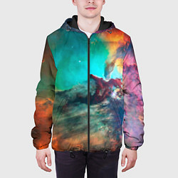 Куртка с капюшоном мужская Аморфный цветастый космос, цвет: 3D-черный — фото 2