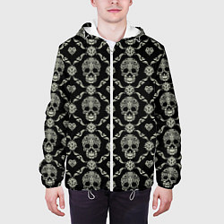 Куртка с капюшоном мужская Узор с черепами Pattern with skulls, цвет: 3D-белый — фото 2