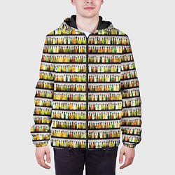 Куртка с капюшоном мужская Бутылки с разным алкоголем, цвет: 3D-черный — фото 2
