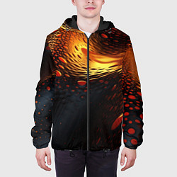 Куртка с капюшоном мужская Золотые волнистые линии, цвет: 3D-черный — фото 2