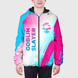 Куртка с капюшоном мужская Goblin Slayer neon gradient style: надпись, символ, цвет: 3D-черный — фото 2