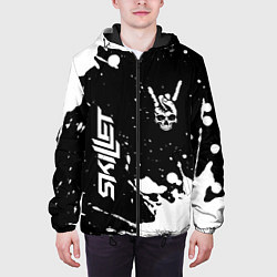 Куртка с капюшоном мужская Skillet и рок символ на темном фоне, цвет: 3D-черный — фото 2
