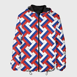 Куртка с капюшоном мужская Россия - плетёнка, цвет: 3D-черный