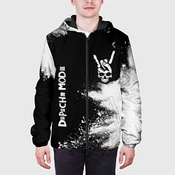 Куртка с капюшоном мужская Depeche Mode и рок символ на темном фоне, цвет: 3D-черный — фото 2