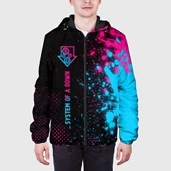 Куртка с капюшоном мужская System of a Down - neon gradient: по-вертикали, цвет: 3D-черный — фото 2