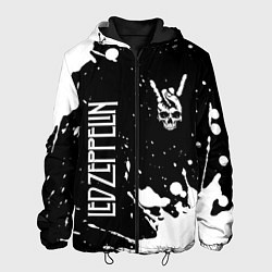 Куртка с капюшоном мужская Led Zeppelin и рок символ на темном фоне, цвет: 3D-черный