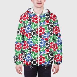 Куртка с капюшоном мужская Фишки, Ставки, Покер, цвет: 3D-белый — фото 2