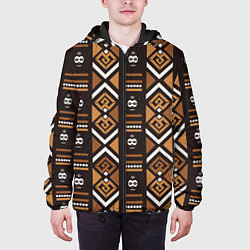 Куртка с капюшоном мужская African узор, цвет: 3D-черный — фото 2
