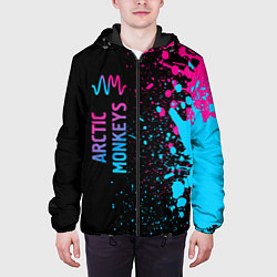 Куртка с капюшоном мужская Arctic Monkeys - neon gradient: по-вертикали, цвет: 3D-черный — фото 2