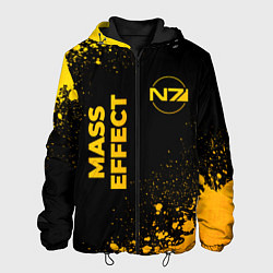 Куртка с капюшоном мужская Mass Effect - gold gradient: надпись, символ, цвет: 3D-черный