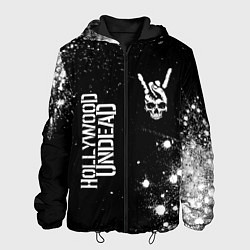 Куртка с капюшоном мужская Hollywood Undead и рок символ на темном фоне, цвет: 3D-черный