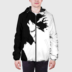 Куртка с капюшоном мужская Волчий вой в горах, цвет: 3D-черный — фото 2