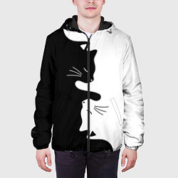 Куртка с капюшоном мужская Котики Инь-Янь, цвет: 3D-черный — фото 2